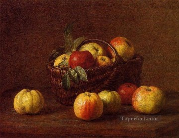 Henri Fantin Latour Painting - Apples in a Basket on a Table still life Henri Fantin Latour
